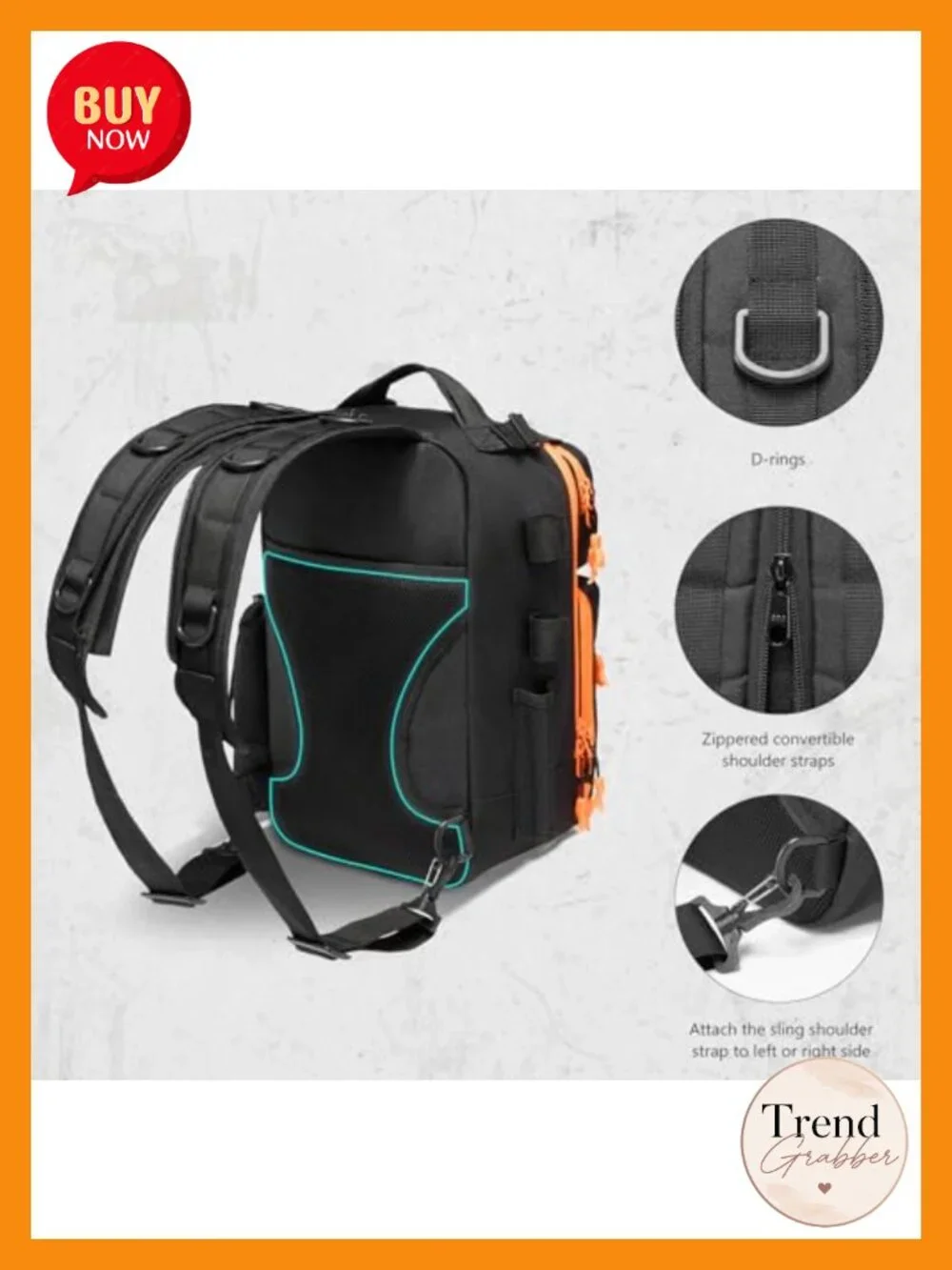 Convertible Fishing Backpack Sling Bag with Rod Holder, Water-Resistant